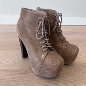Jeffery Campbell Lita Tan Suede Boots